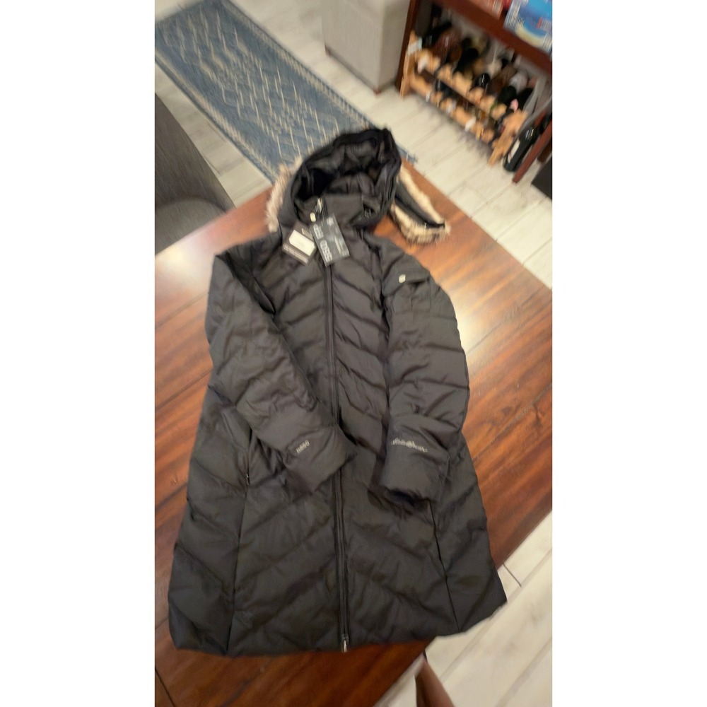 Eddie Bauer Crystal Ridge Down Parka‎ Black 550 Fill Hooded Faux Fur New NWT L